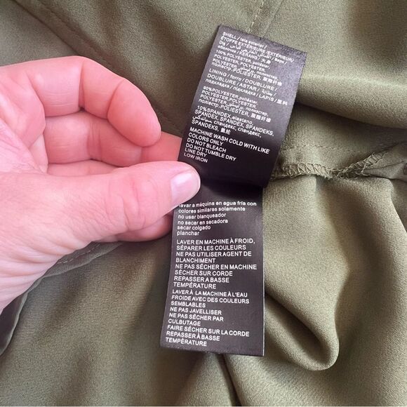 Bebe Army Green Button Down Tie Waist Shirt Dress - Picture 7 of 7